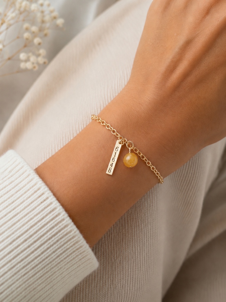 KOD ŻYCIA BRACELET z bursztynem